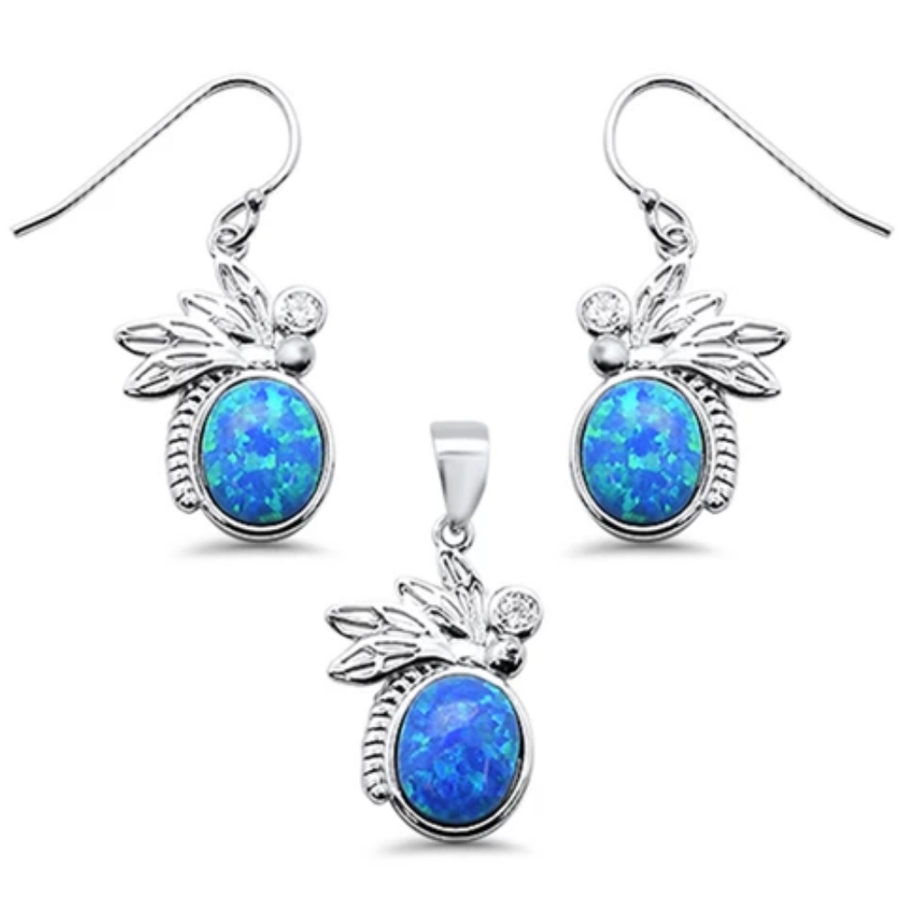 natural larimar and cubic zirconia earrings and pe